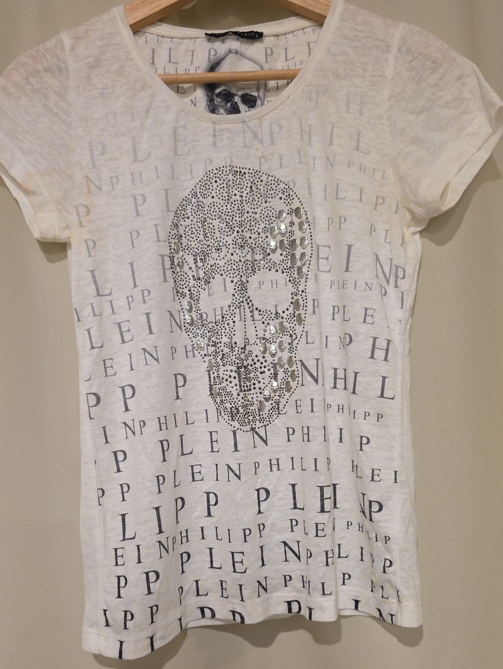 Philipp Plein White Crystal Skull Logo Tee